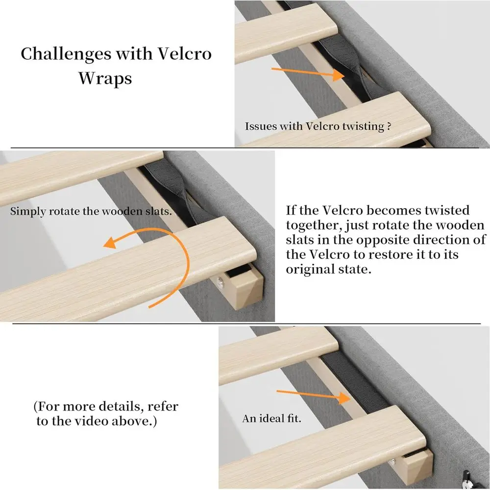 โครงเตียงควีนไซส์แบบมีหัวเตียง ผ้าหุ้มแบบช่องแนวตั้ง สีเทา ทนทาน ไม่ต้องใช้สปริง ประกอบง่าย