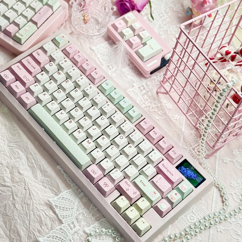 Summer Dessert Themed Keycaps 146 Keys Cherry Profile Pbt Thermal Sublimation Mechanical Keyboard Personalized Cute Pink Keycaps