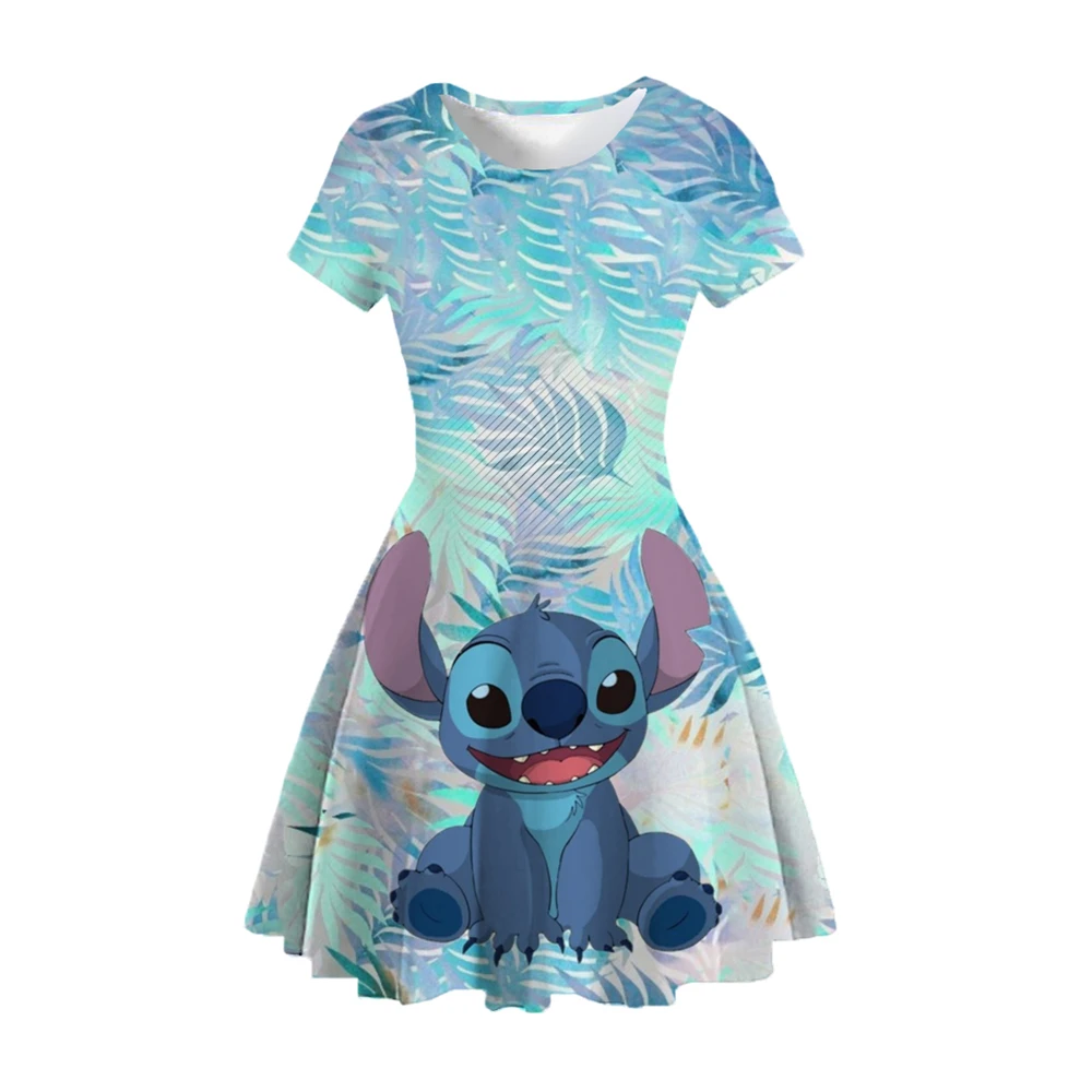 2024 Summer Fashion Cute Princess Dress 3D Printed Clothing Disney Sewn Children\'s Dress Round Neck Short Sleeve Princess Dress