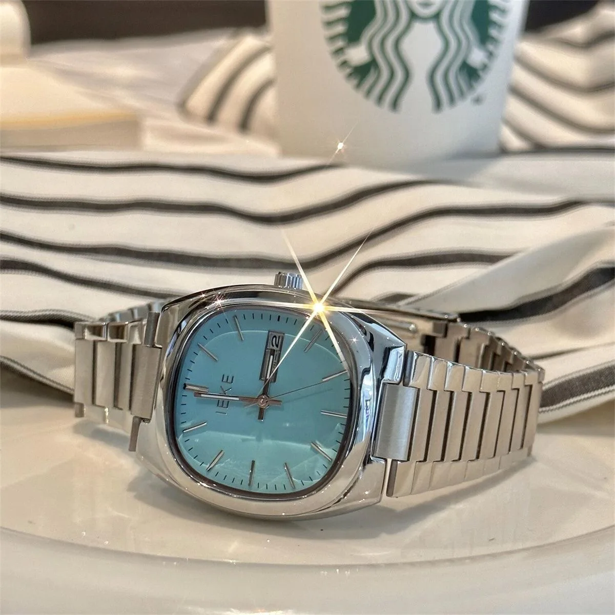 Women Quartz Watch Luxury Orologio Square Blue Pink Dial Reloj Vintage Sliver Stainless Steel Clock Ladies Classic Wristwatch