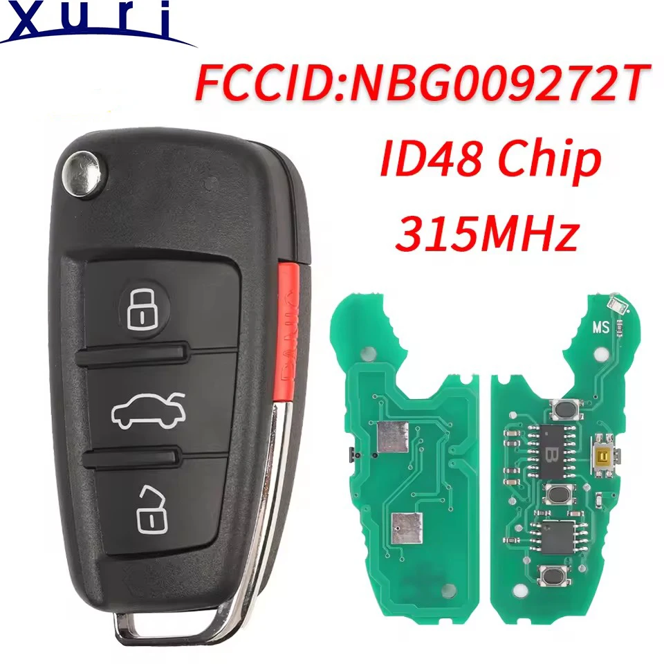 

Xuri Flip Remote Control Car Key 4BTN 315MHZ ID48 FCCID NBG009272T for Audi A2 A3 A4 A6 A8 TT Quattro S3 S6 S8 Q7 R8 S5 RS4