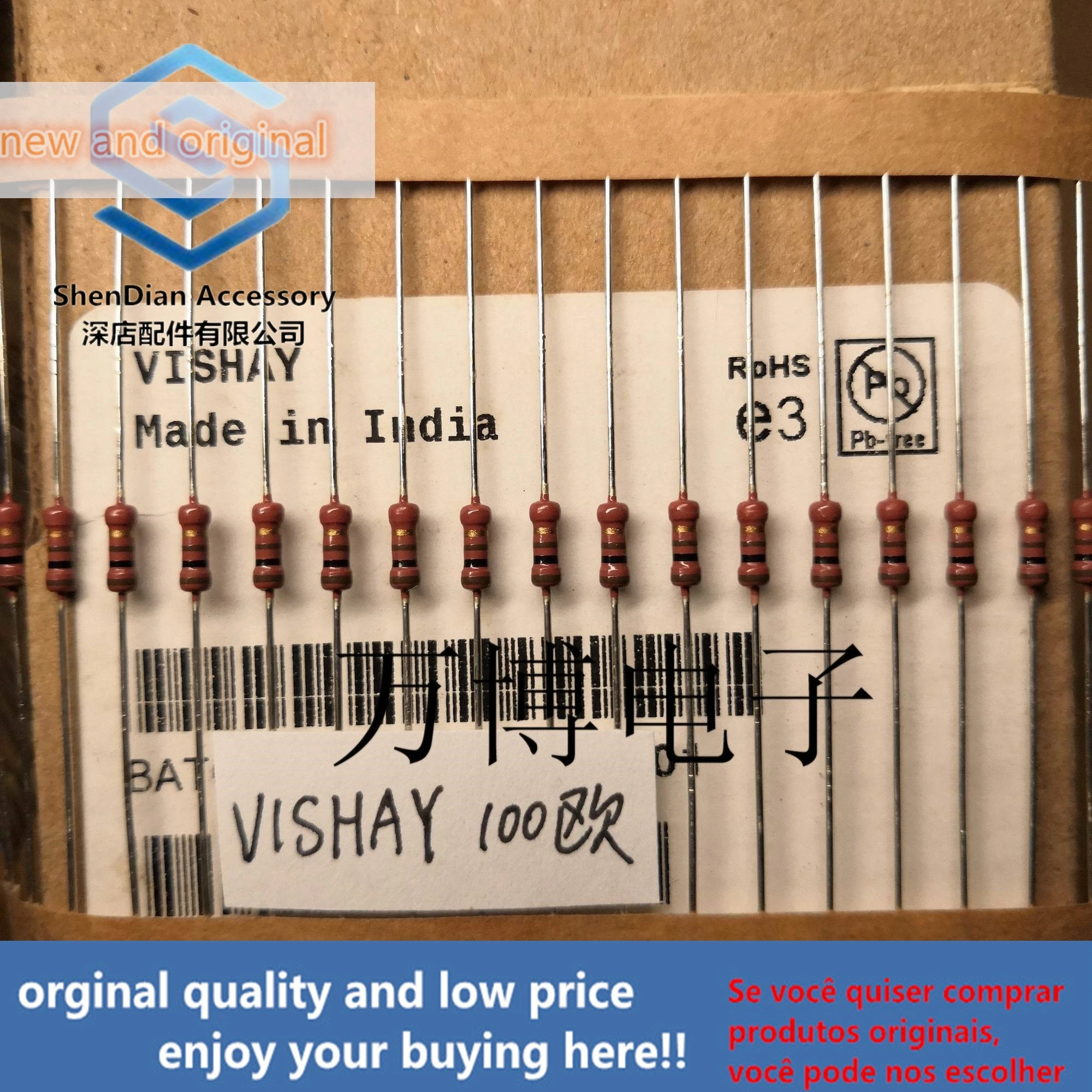 30pcs only orginal new Resistance Vishay resistance 1/4W 0.25W 100 ohm 100R can pay