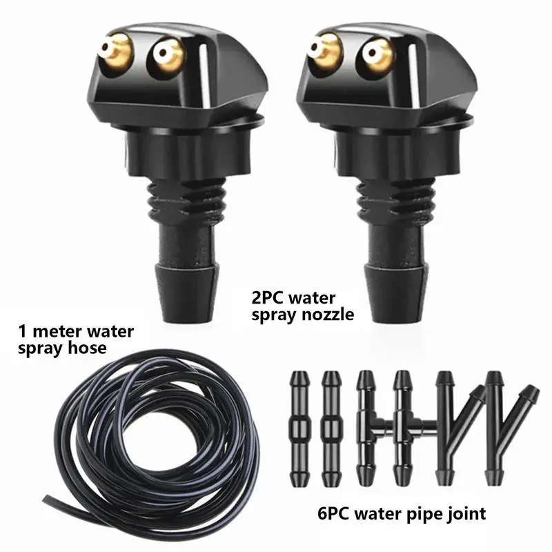 Universal Jet Washer Nozzle 2x Car Front Windshield Washer Wiper Nozzle Sprayer 360 Degree Rotation Washer Nozzle For Windshield