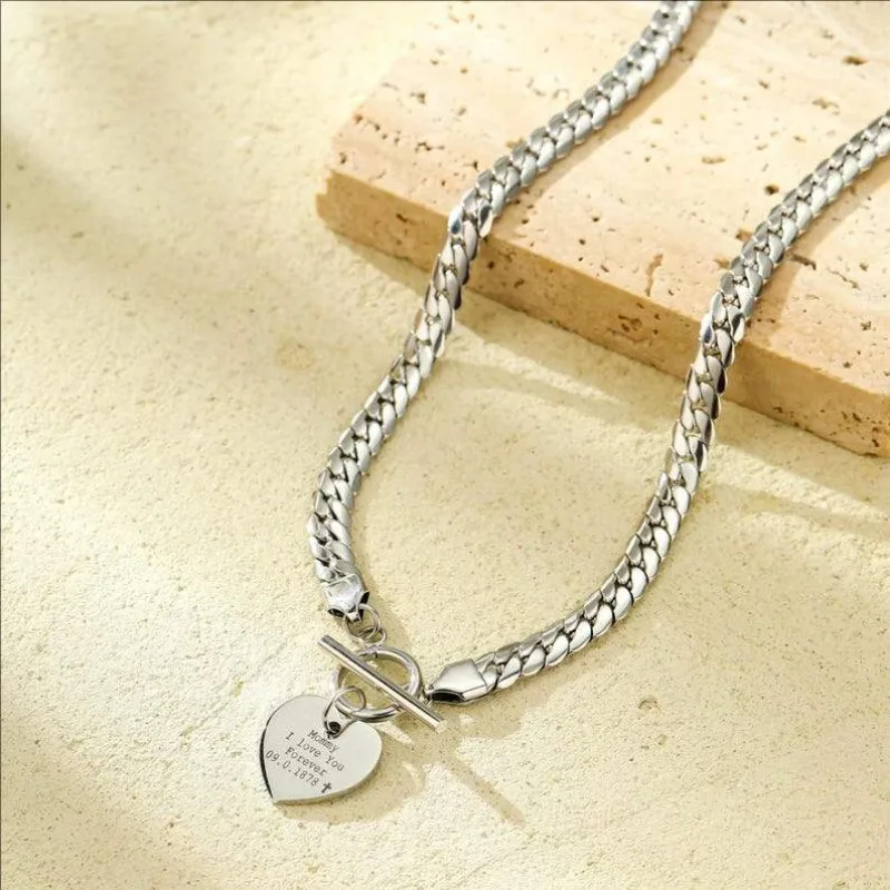 18k Gold Custom Engraved Heart Necklace Finish Heart Charm  Personalised Script Heart Memorial Gift Bridesmaid Gift For Her