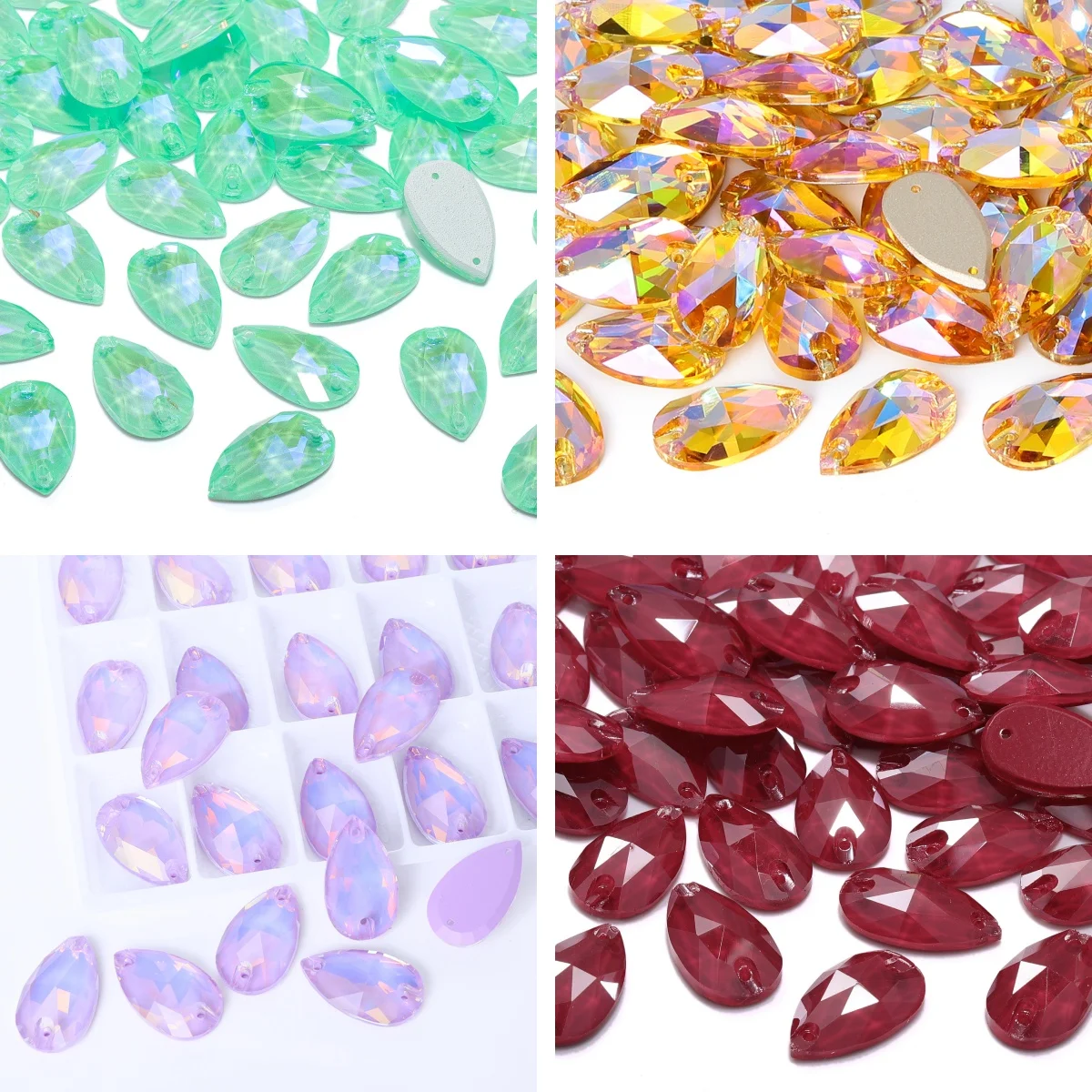 Various Color High Quality Waterdrop Shape Sewing Rhinestones Flatback Glass Glitter Crystal For Artefact Garment Decoration