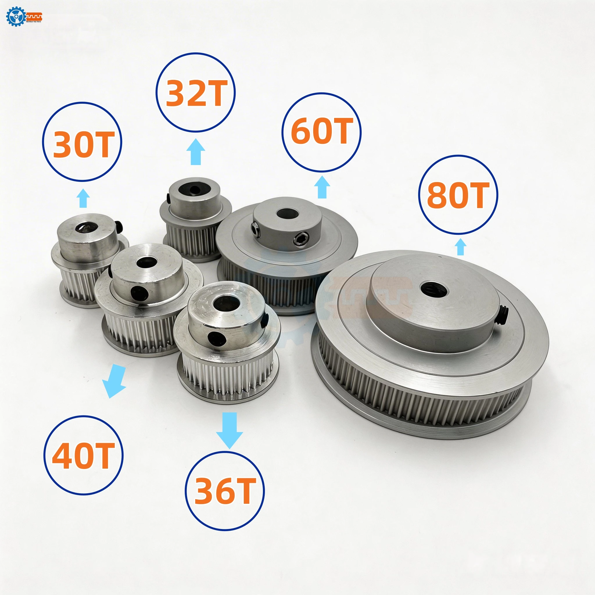 GT2 Timing Pulley 2GT Synchronous Wheels for 3D Printer 30T-80T Various Bore And Belt Width Options 2M Length