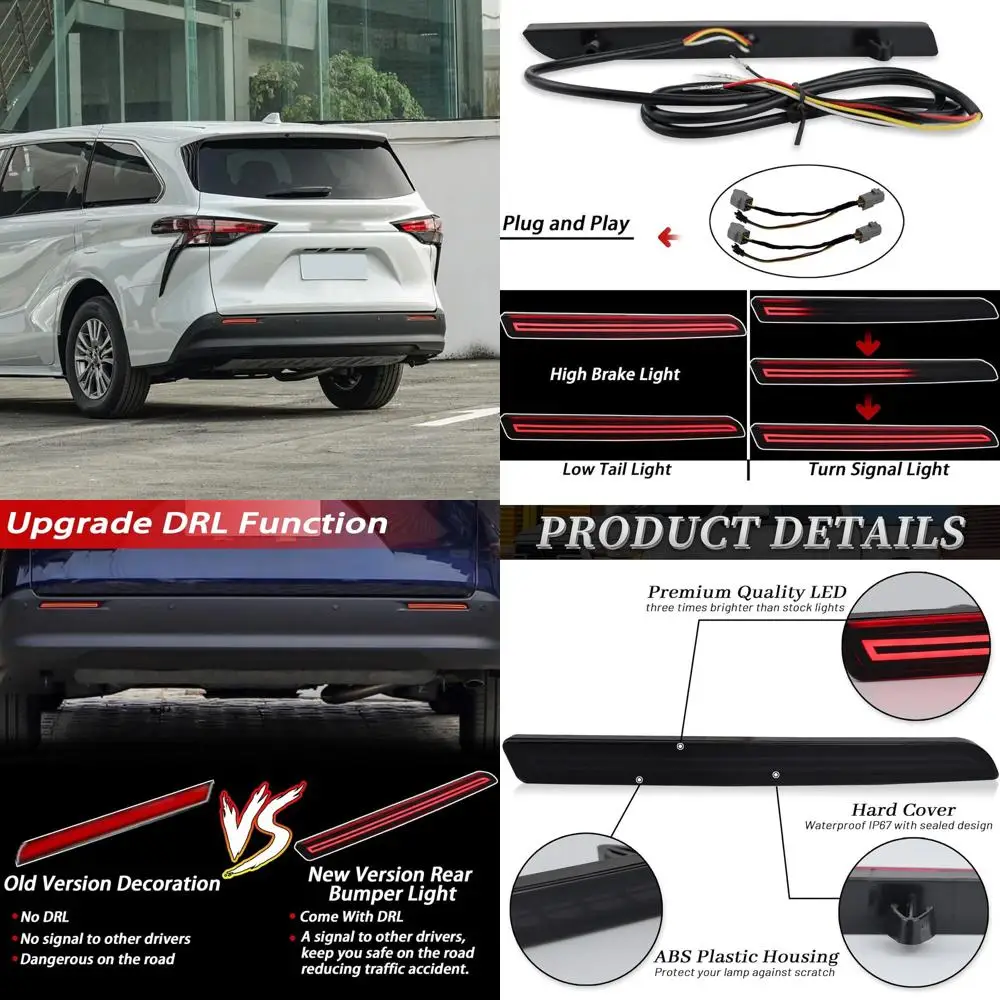 

Smoked Rear Bumper LED Lights for 2021-2022 Toyota Sienna LE, XLE, SE, Limited, Platinum Editions