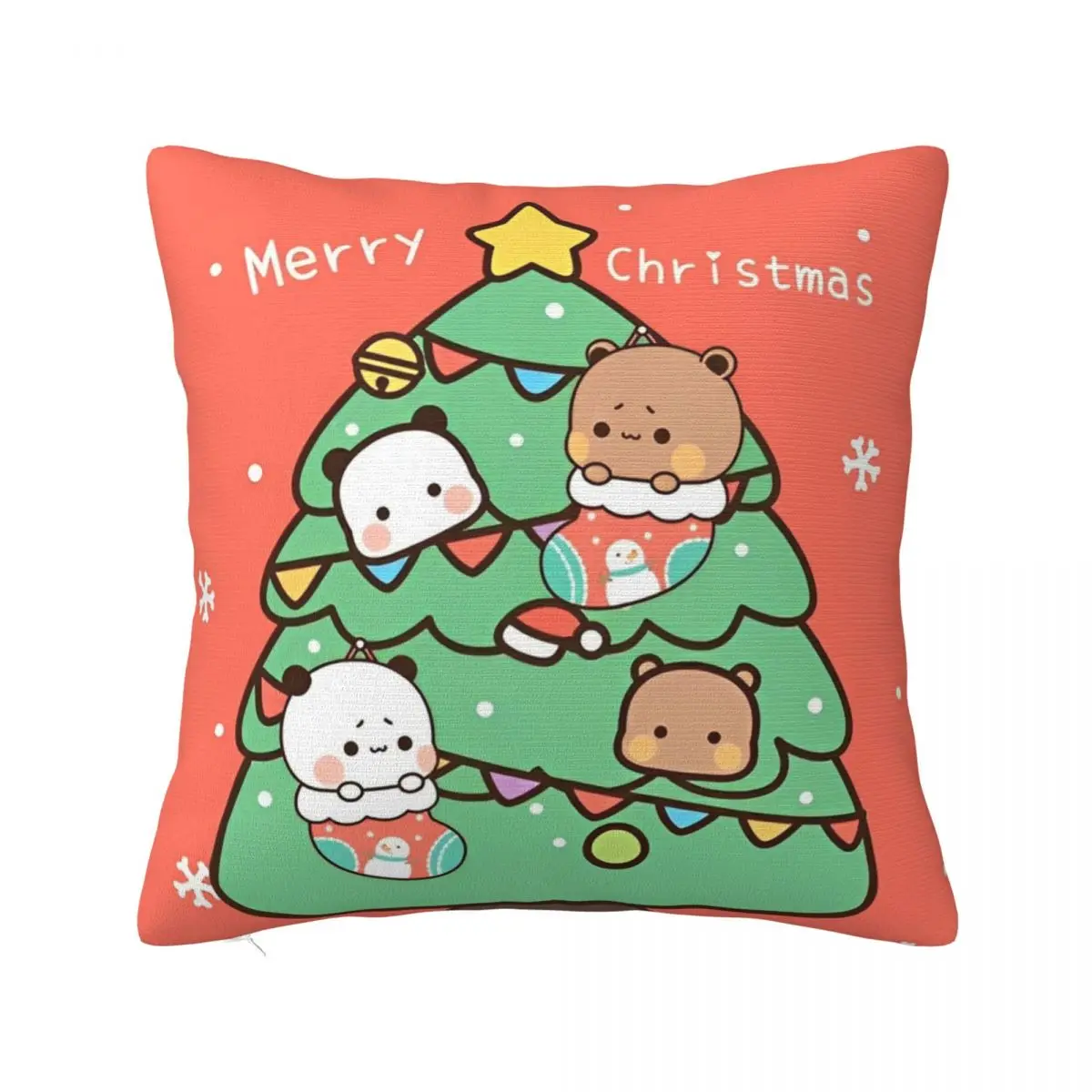 

Dudu Bear And Bubu Panda Christmas Pillowcase Printed Polyester Cushion Cover Decoration Throw Pillow Case Cover Home 40*40cm