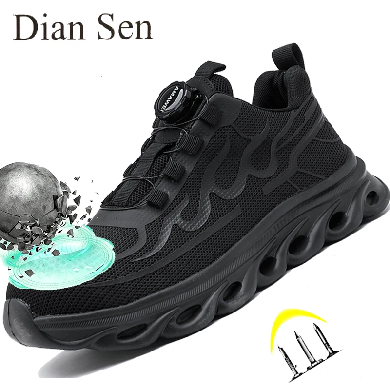 

Защитная обувь Мужские рабочие ботинки Противопрокольные легкие удобные ботинки со стальным носком для промышленных и строительных ботинок Черные