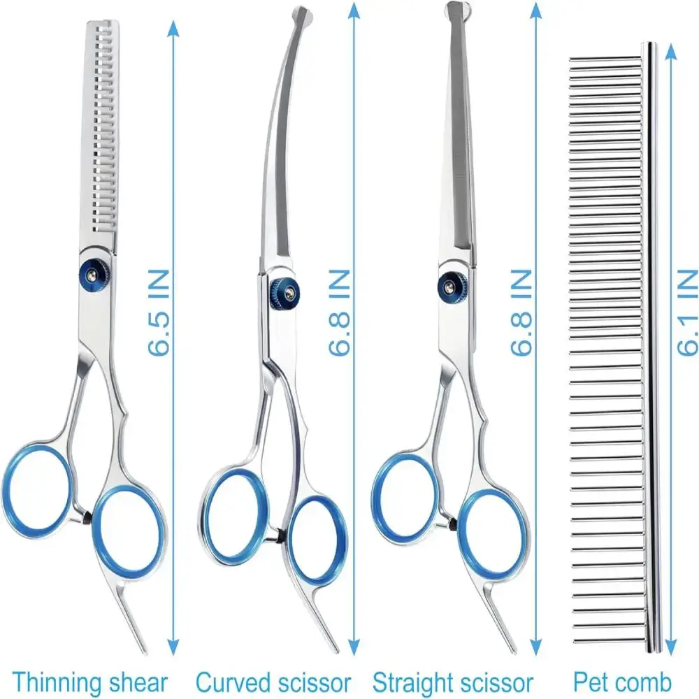 Pet Safety Round Head Grooming Scissors Stainless Steel Blunt Tip Trimming Shears for Dogs Cats Precise Hair Cutting Tool