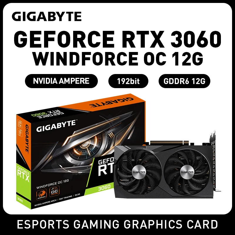 Gigabyte Graphics Card RTX3060 OC 12GB GDDR6 Nvidia 192Bit Gaming Design Game Design Professional Independent Desktop Video Card