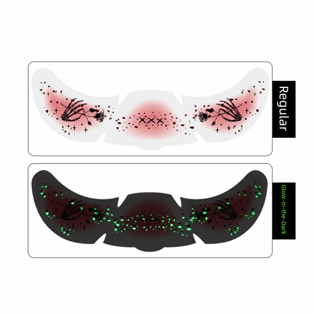 Luminous Halloween Face Bloodstain Tattoo Sticker Simulated Water Transfer Printing Face Sticker Freckles Long Lasting DIY