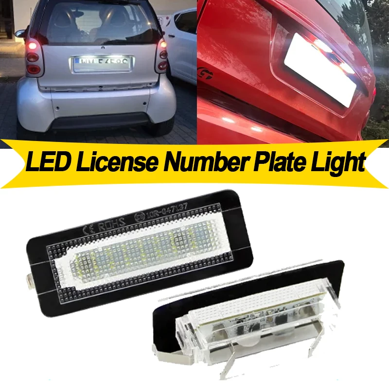 2 pçs carro led número da placa de licença luz lâmpada livre erros para benz smart fortwo coupe conversível 450 451 w450  34
