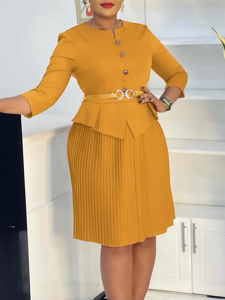 

Wmstar Dress Women Wholesale A New Large Sized with Solid Color Buttons for Autumn Foreign Trade Fashion Outfits Fancy Club