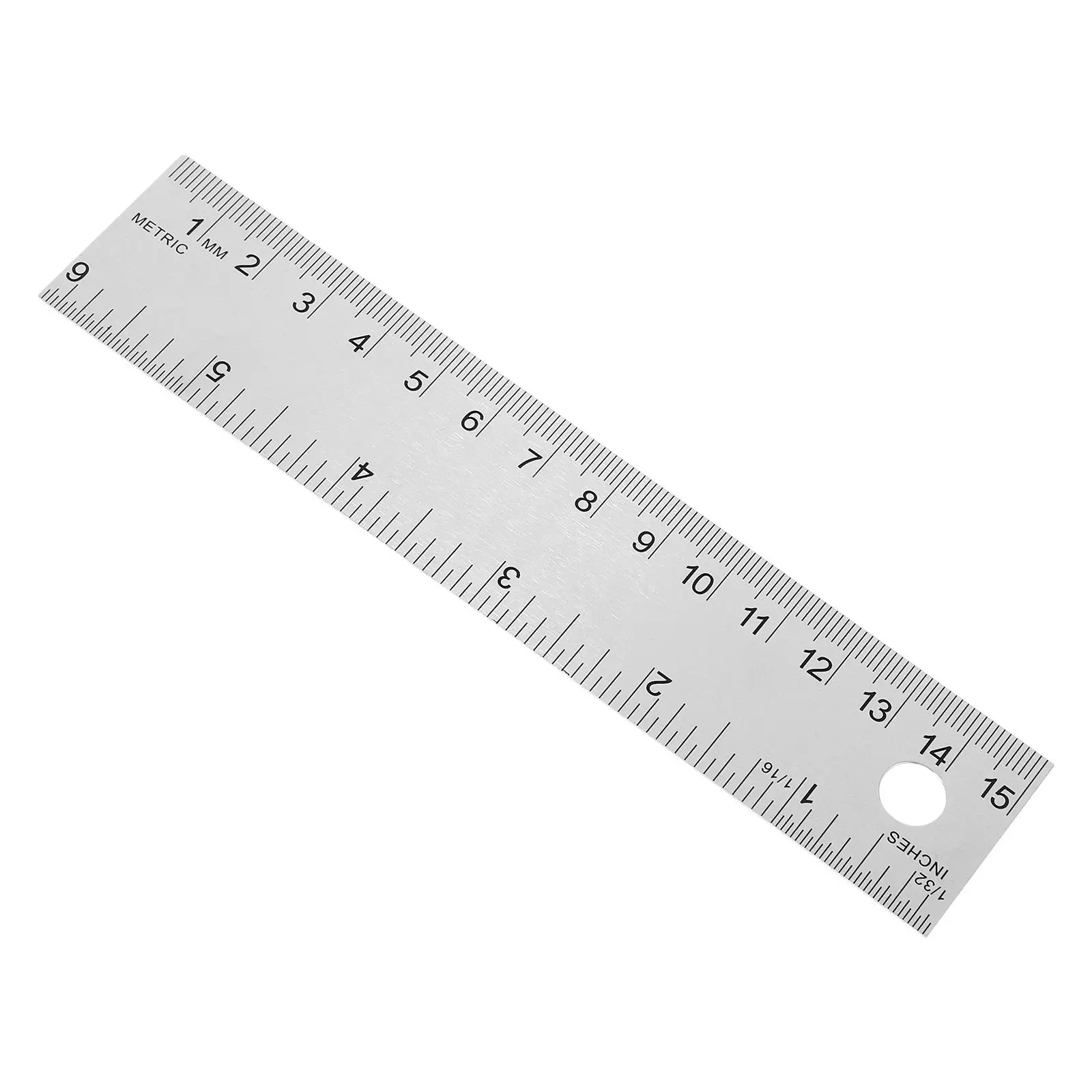 15 Cm 6 Inch Stainless Steel Cork Back Ruler Metal Straight Ruler with Inches Centimeters Markings for Drawing Office School