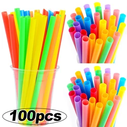 100 Uds pajitas desechables pajita ancha de plástico colorida leche té jugo cóctel bebida pajita para fiesta de cumpleaños accesorios de cocina