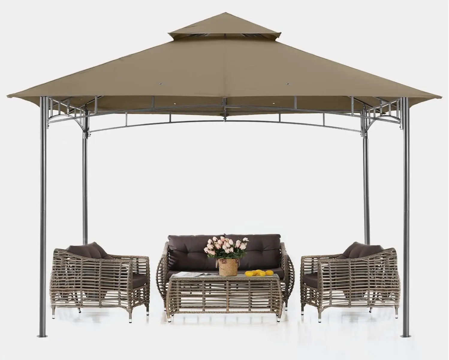 ABCCANOPY Gazebos for Patios 8x8 - Outdoor Steel Frame Gazebo for Lawn Backyard Garden Deck (Khaki)