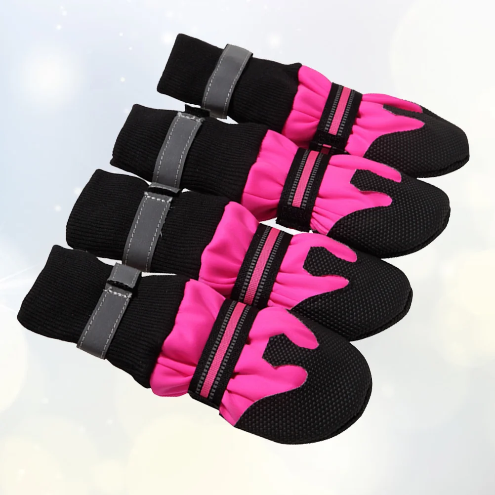 

1Set Pet Dog Shoes Rosy M Simple Design Anti-Slip Sole Warm Paws Protector for Dogs Walking Outside in Snow Sand Or Rough