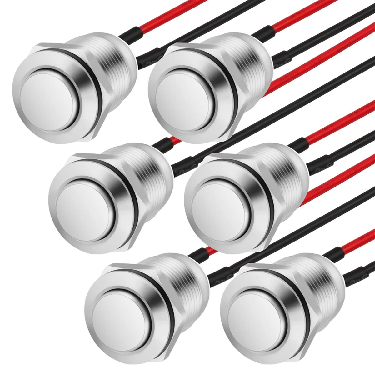 6pcs Pressure Switches,12 mm Momentary Pressure Switch, Metal Waterproof Button, Protruding Pressure Switch with Wire