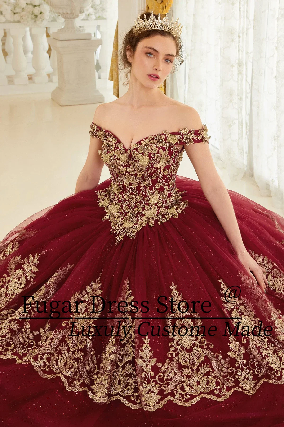 2024 New Burgundy Quinceanera Dresses Luxuly Layered Lace Appliques Prom Princess Brithday Party Gowns vestidos de 15 años