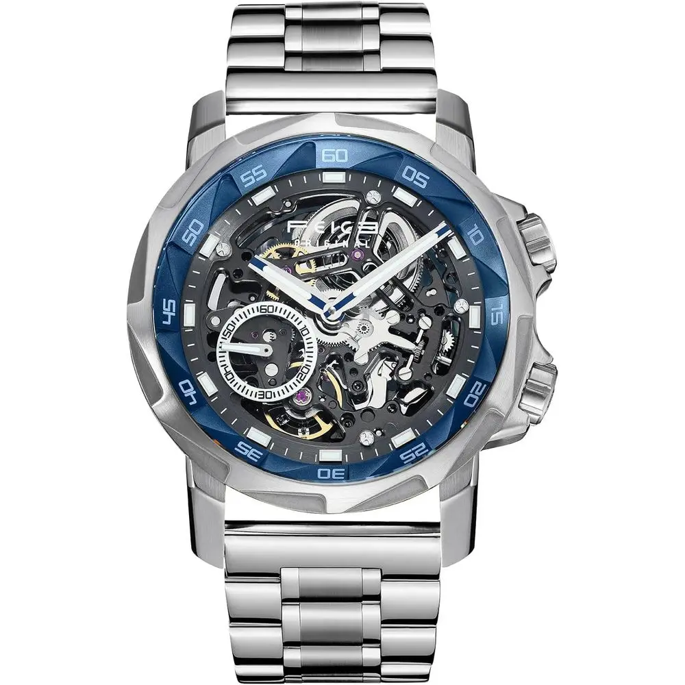 

Мужские автоматические часы-скелетон EICE M511, роскошное сапфировое стекло, синий циферблат, светящиеся стрелки, водонепроницаемость 5ATM, спортивные наручные часы