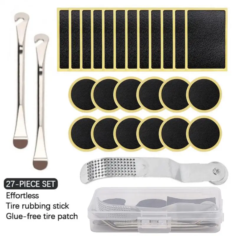 48PCS 25mm Round/Square Rubber Cycle Tire Patch Cycle Repair Tools Bike Tire Tyre Inner Tube Puncture Repair Tire Patch Set