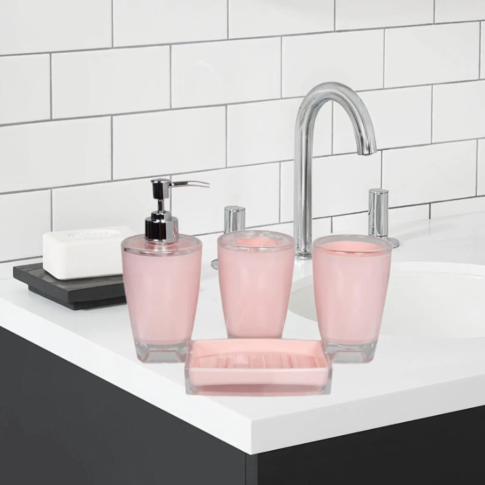 

4x Toothbrush Holder Premium Portable Soap Dispenser for Bathroom Decor