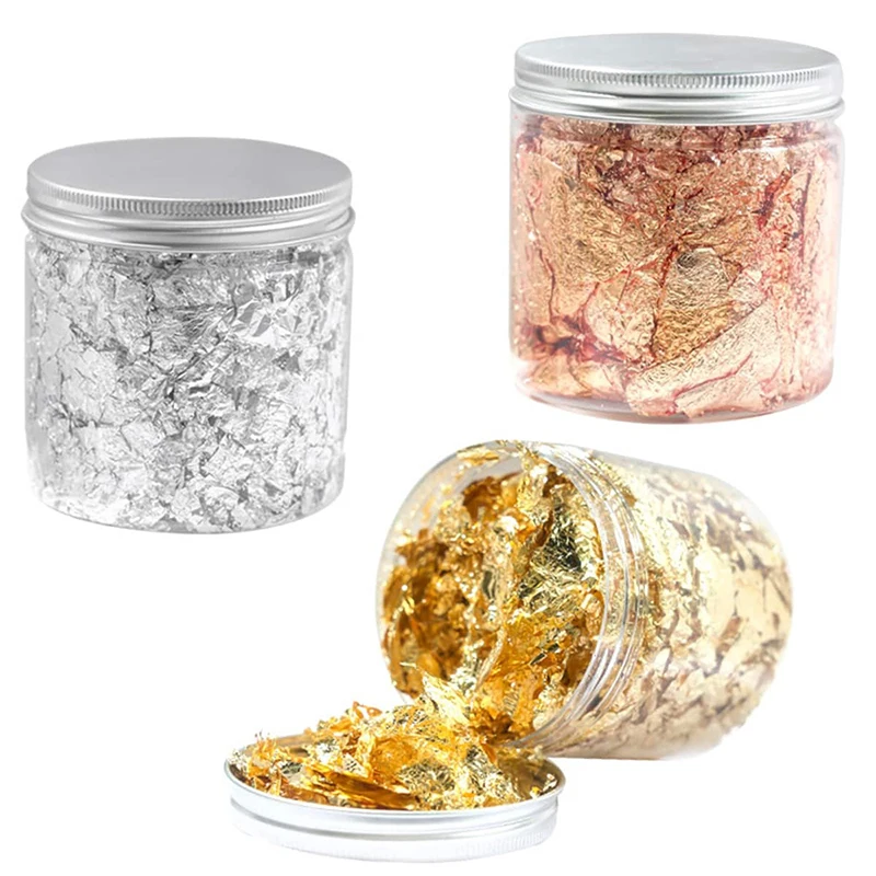 3G Nail Art Decoration Gold Silver Copper Foil Sequins Glitter Leaf Flake Sheet Bulk Foil Paper For Gilding Manicure Accessories