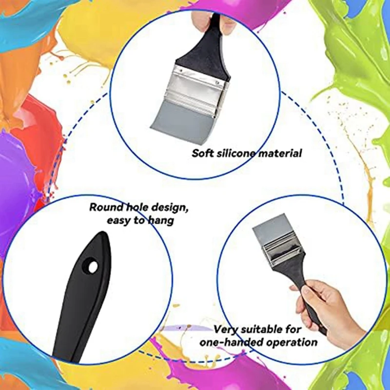 2 Pieces Silicone Painting Brush Color Shapers Painting Brush For Painting Color Pointed Edge (1.5 Inch, 2.5 Inch)