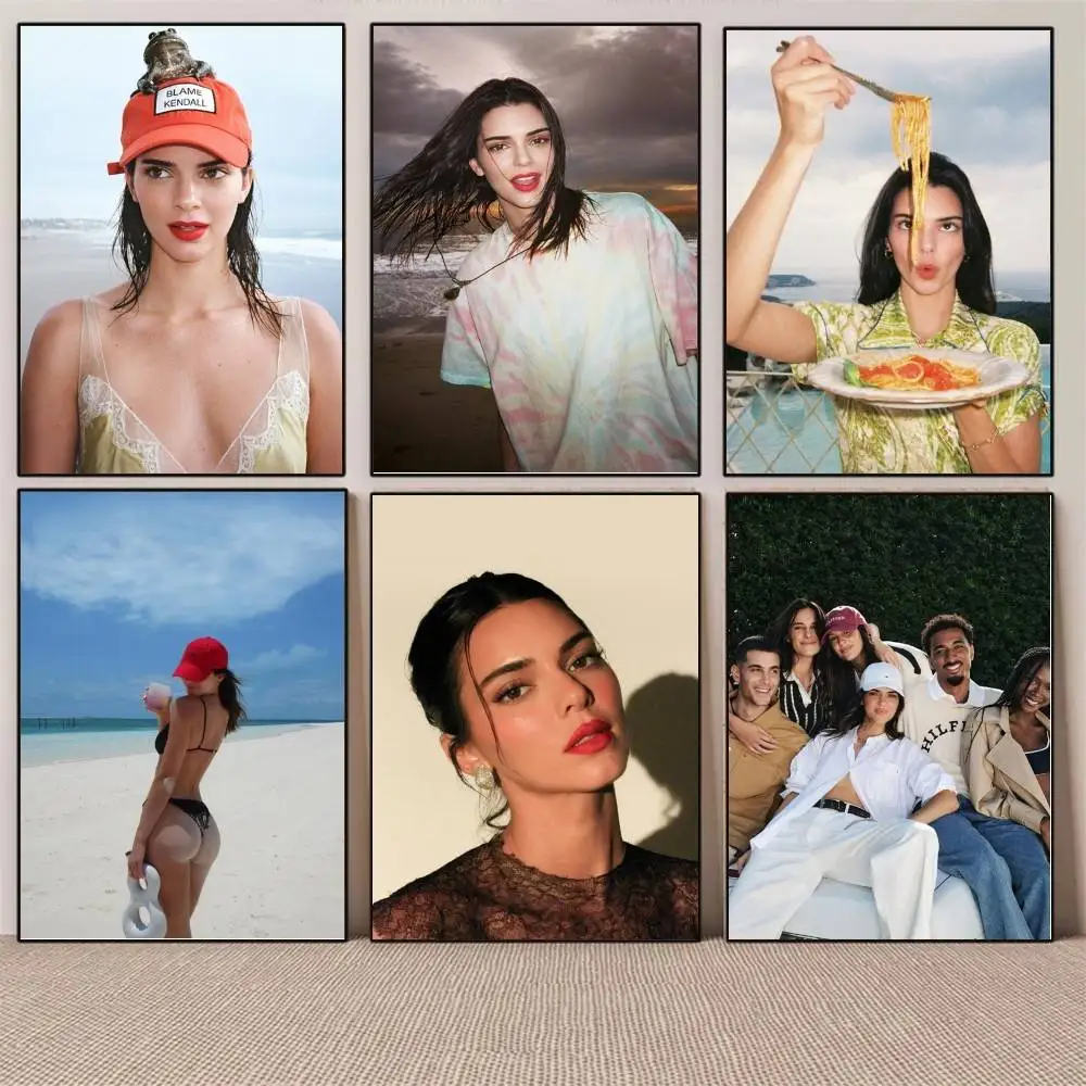 1PC Model sexy fashion girl Kendall Jenner poster Self-adhesive Art Waterproof Paper Sticker Coffee House Bar Room Wall Decor