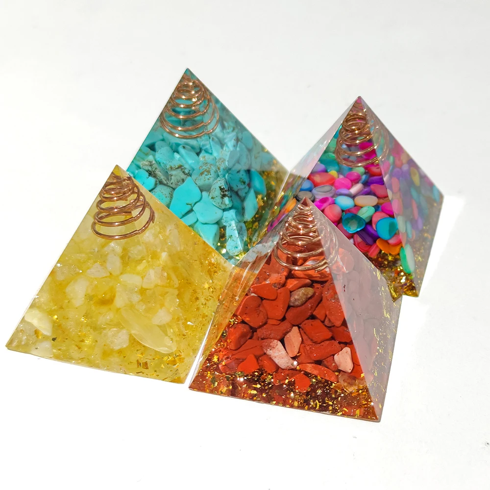 1.57inch Natural Crystal Pyramid Energy Quartz Amethyst Reiki Healing Crystal Chakra Resin Pyramid Meditation Tool Home Decor