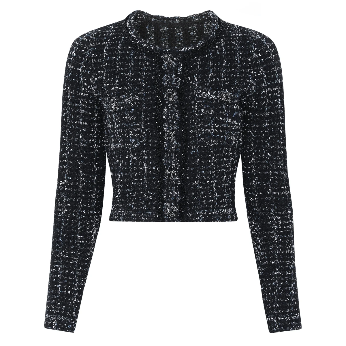 25311 High Quality Spring And Autumn New Style Women's Fashion Commuting Fashion Nail Bead Knitted Women's Top Cardigan Coat