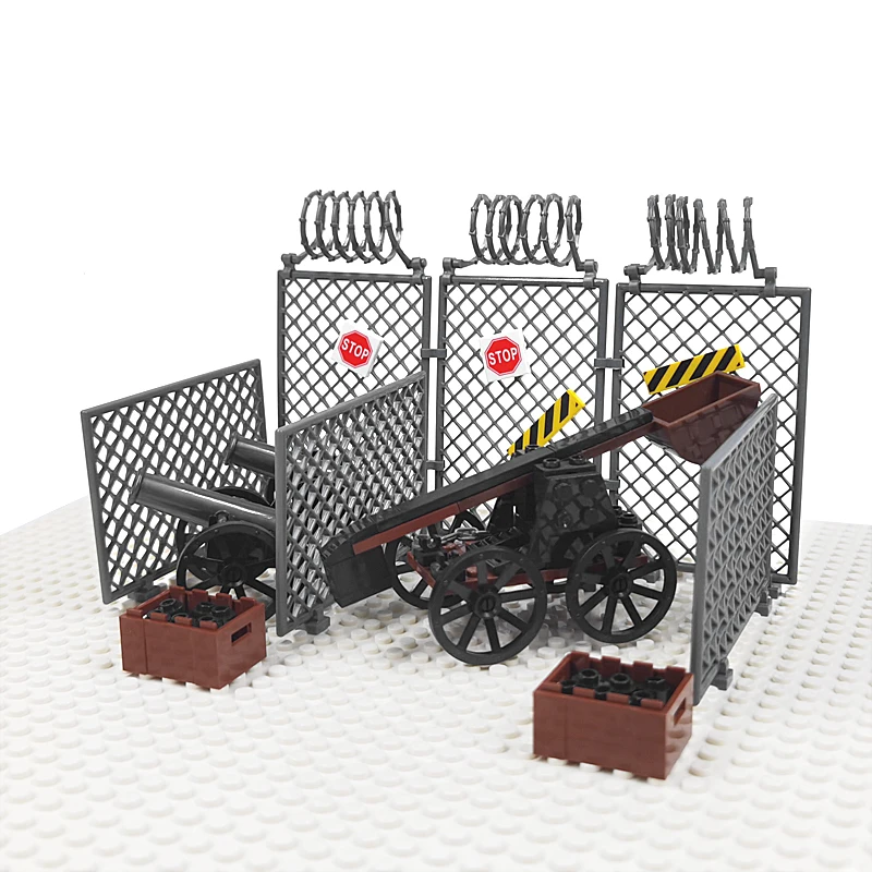 

MOC Military Medieval Cannon Sandbag Carriage Weapons Building Blocks Navy Figures Soldiers Parts Army Accessories Kids Toys