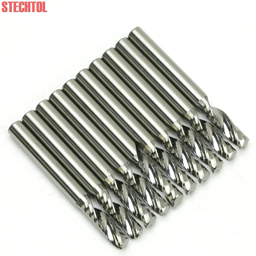 5mm 1 เครื่องตัดขลุ่ย CNC ไม้ Router เครื่องมือเกลียวทังสเตนคาร์ไบด์แกะสลักตัด Endmill สําหรับอะคริลิค MDF PVC 10pcs