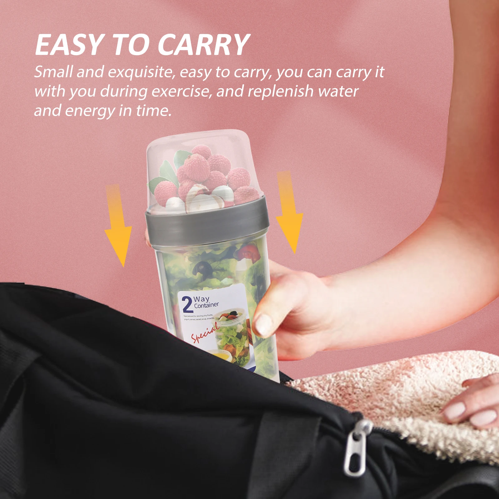 

2pcs Double Layer Sealing Food Storage Boxes Portable Lunch Containers For Salad Beans Meat Fruit Transparent Lightweight