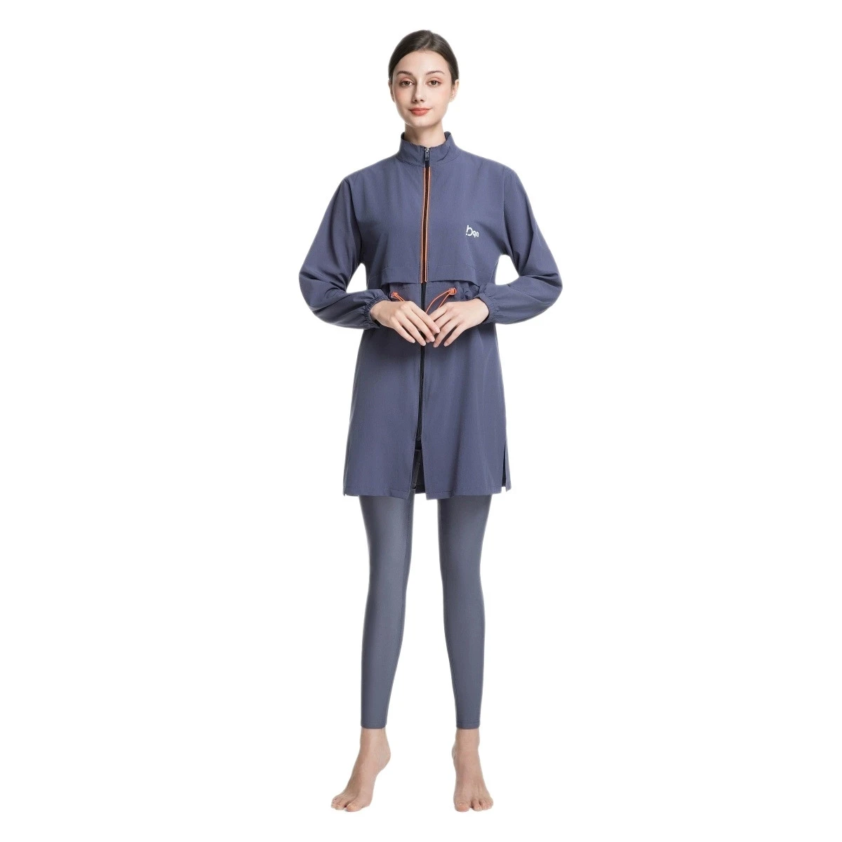 Ramadan Muslim 3-piece swimsuit women Middle Eastern Hui conservative Arab solid color zipper swimsuit long sleeved pants