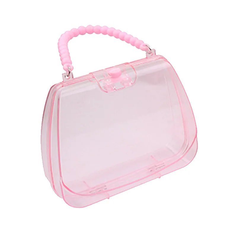 Caja de almacenamiento de joyas transparente, Bolso pequeño de mano, caja de accesorios para el cabello, el mejor material de pegamento en crema, lindo