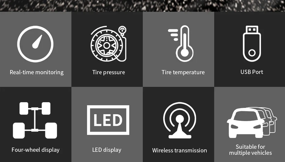 Auto-TPMS-Zigarettenanzünder-Reifendrucküberwachungssystem mit Alarm, Reifendruckmesser, Temperaturwarnung und 4 Sensoren – Detail 3