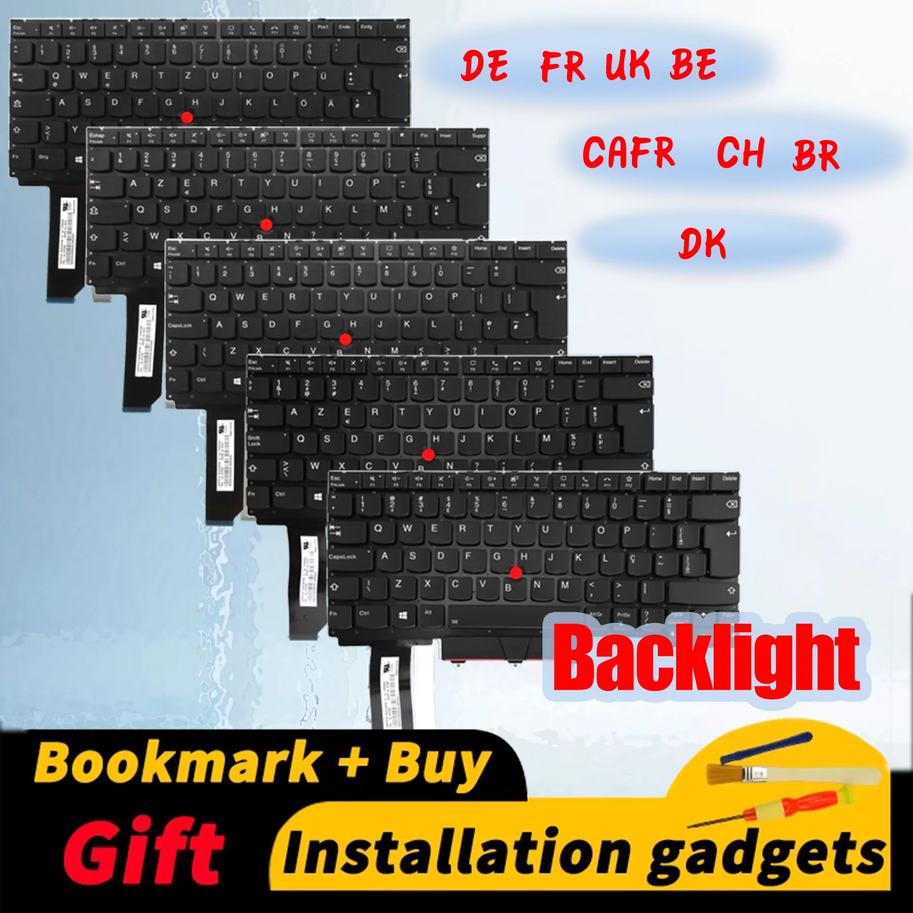 

Немецкая, французская, британская, бельгийская, бразильская, канадская, швейцарская, датская, американская клавиатура с подсветкой для Lenovo ThinkPad E14/R14 Gen2 Gen3 Gen4