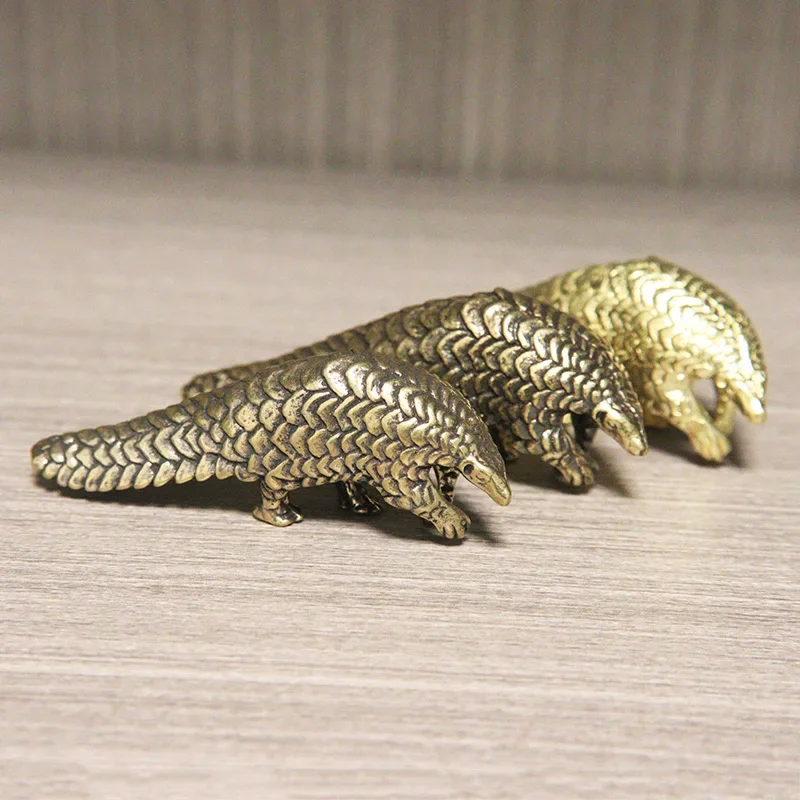 Solid Brass Pangolin Figurines Miniatures Vintage Heavy Animal Statue Home Decoration Accessories Desktop Ornament Crafts Gifts