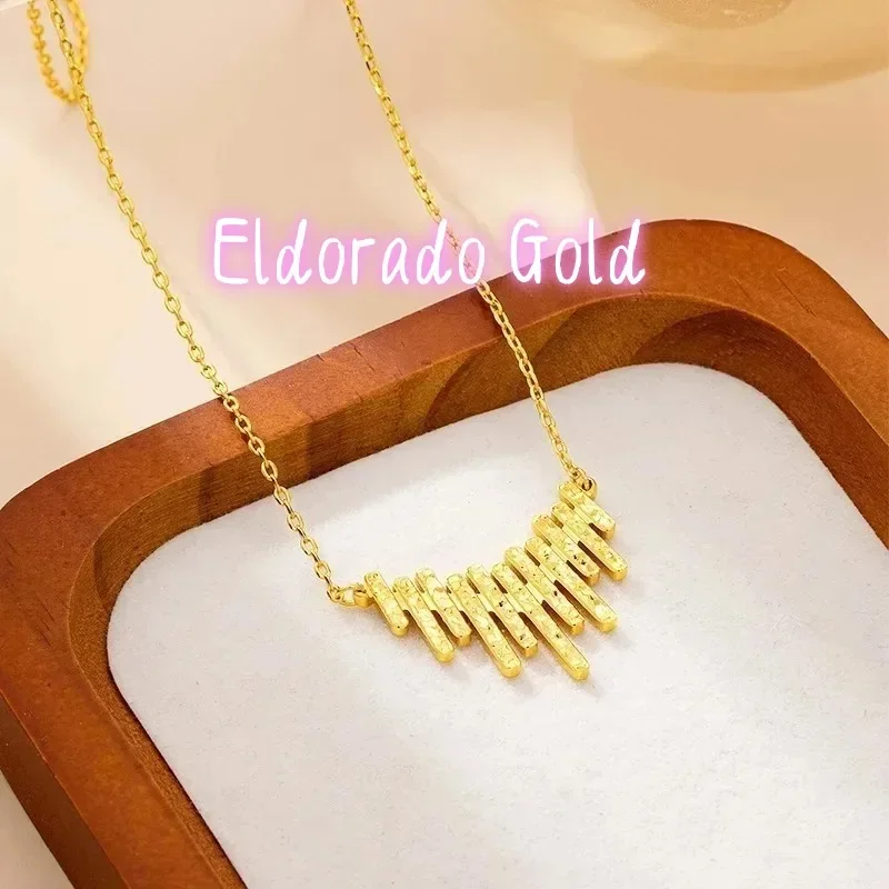 Eldorado Gold  Eldorado Gold  Eldorado Eldorado Crushed Ice Rhythmic Note Clavicle Chain Women's 24K AU999 - Full Chain With Not