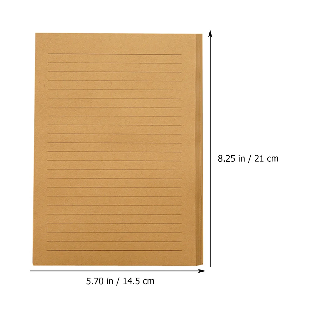 100 Sheets Kraft Paper A5 Vintage Letter Writing Retro Papers Deep Khaki Student College Ruled Loose Leaf Note