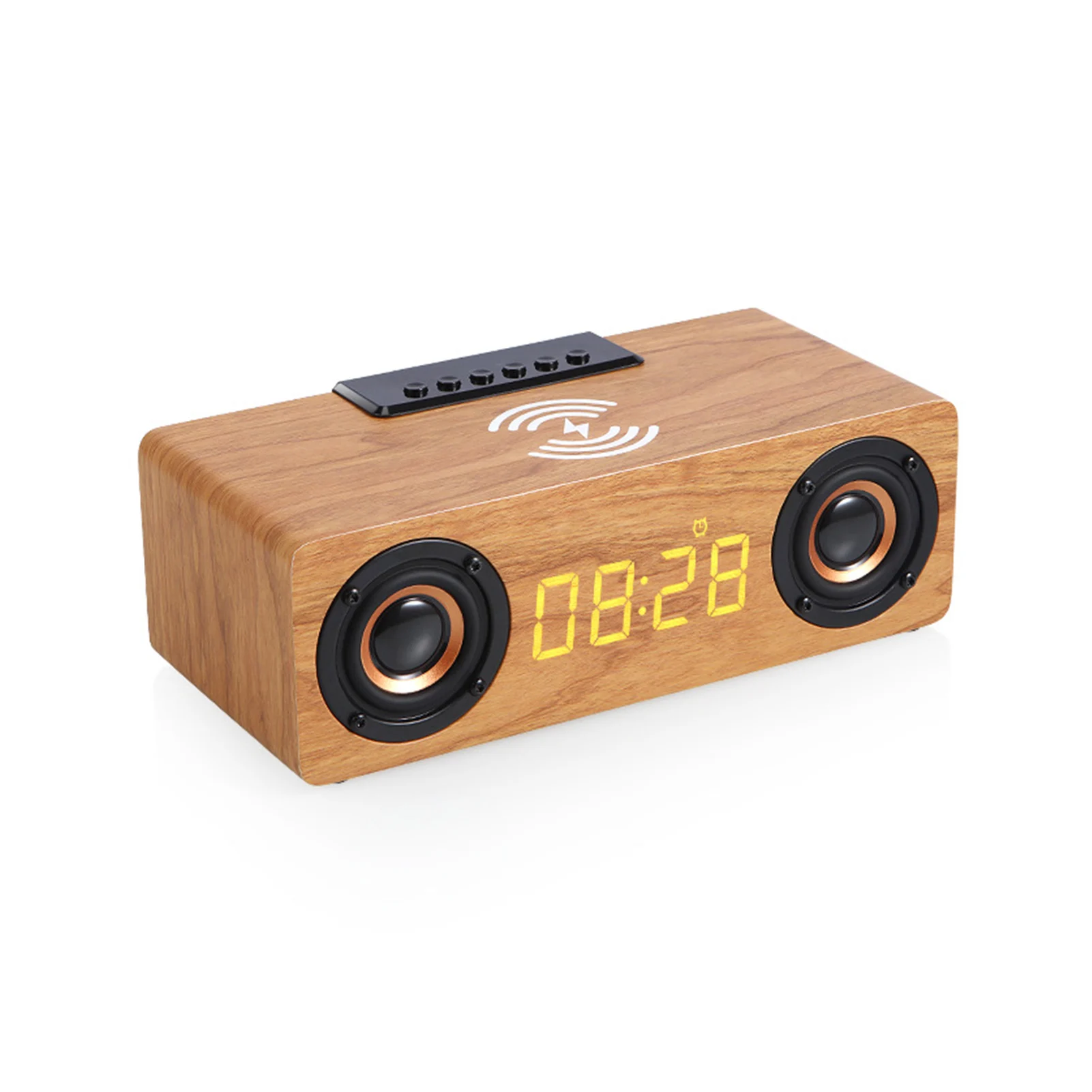 Bluetooth Compatible AUX Audio Portable Speaker Wireless Charger Alarm Clock