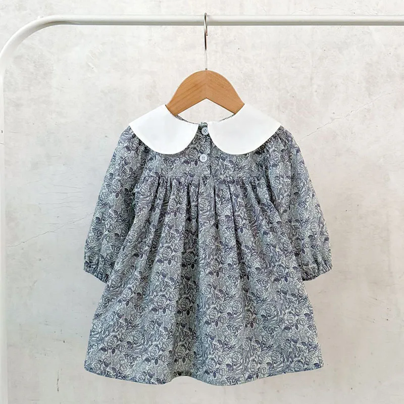 2025 New Autumn Sister Dress Kids Princess Dresses 1-5Yrs Girl Party Dress Long Sleeved Cotton Print Children Clothes