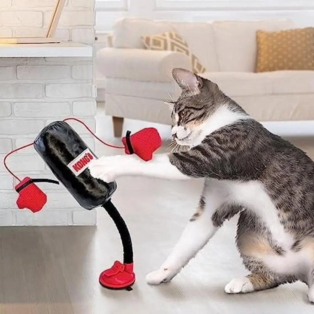 Portable Cat Punching Bag Toy Interactive Indoor Cats Kitten Toy With Gloves Cat Toy Cat Boxing Toy For Cats Kitten Pet