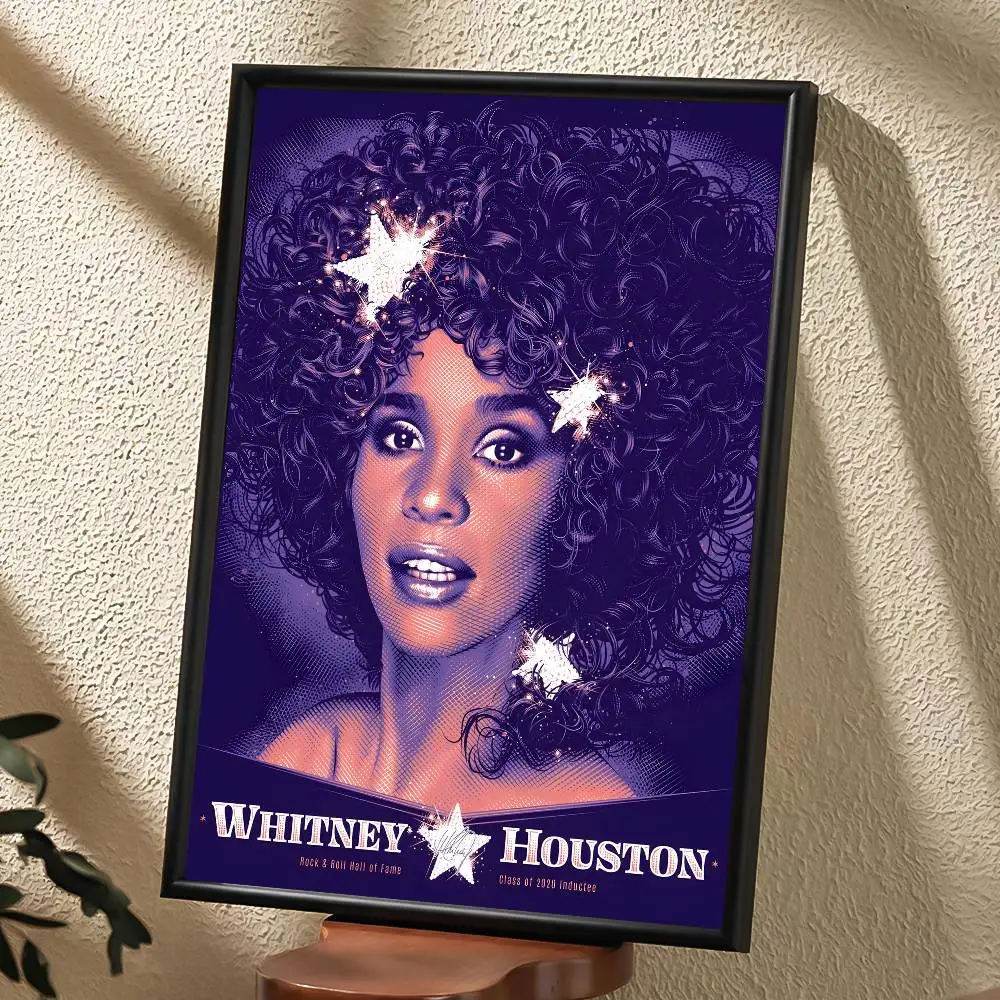 ملصق W-Whitney هيوستن عالي الدقة على الحائط اللاصق المقاوم للماء لغرفة المعيشة المنزلية وغرفة النوم والديكور الجمالي