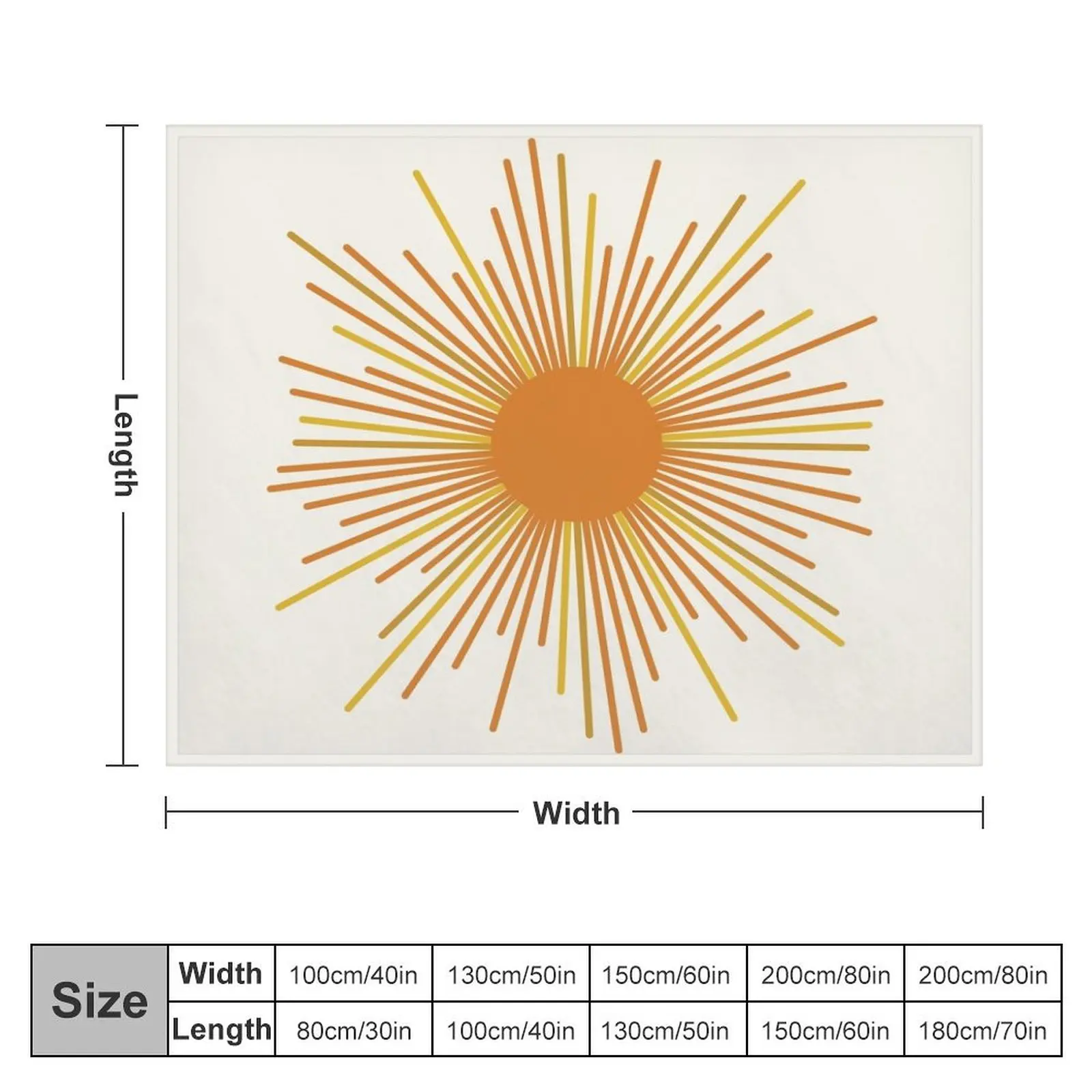 Mid Century Modern Sunburst Sun in Orange, Mustard, and Cream Throw Blanket cosplay anime Beach Blankets