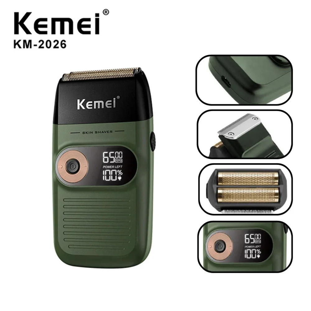 

Kemei Rechargeable Electric Shaver Trimmer for Men Twin Blade Washable Beard Razor