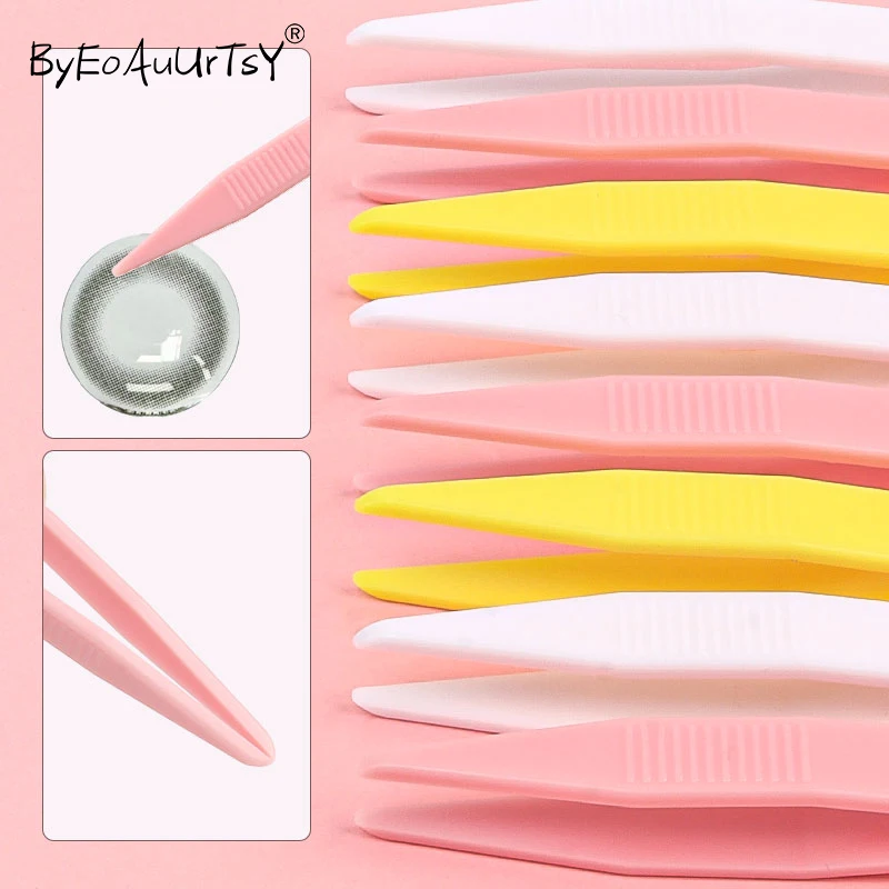 Pincettes en plastique pour greffage de faux cils, petites pincettes jetables, outils, artisanat, Clips en plastique, outils de maquillage, 10 pièces