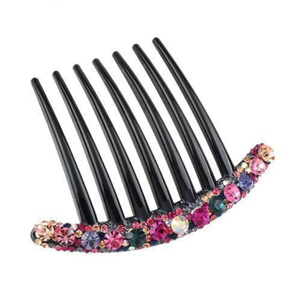 Grace Simple Acrylic Women All-match Temperament Hair Accessories Rhinestone Hair Comb Seven-tooth Comb Korean Style Headwear